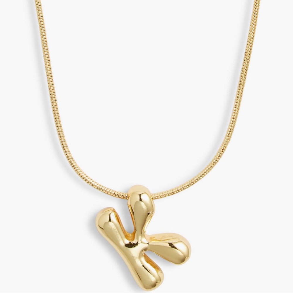BP. Bubble Initial K Pendant Necklace 14K Gold Dipped